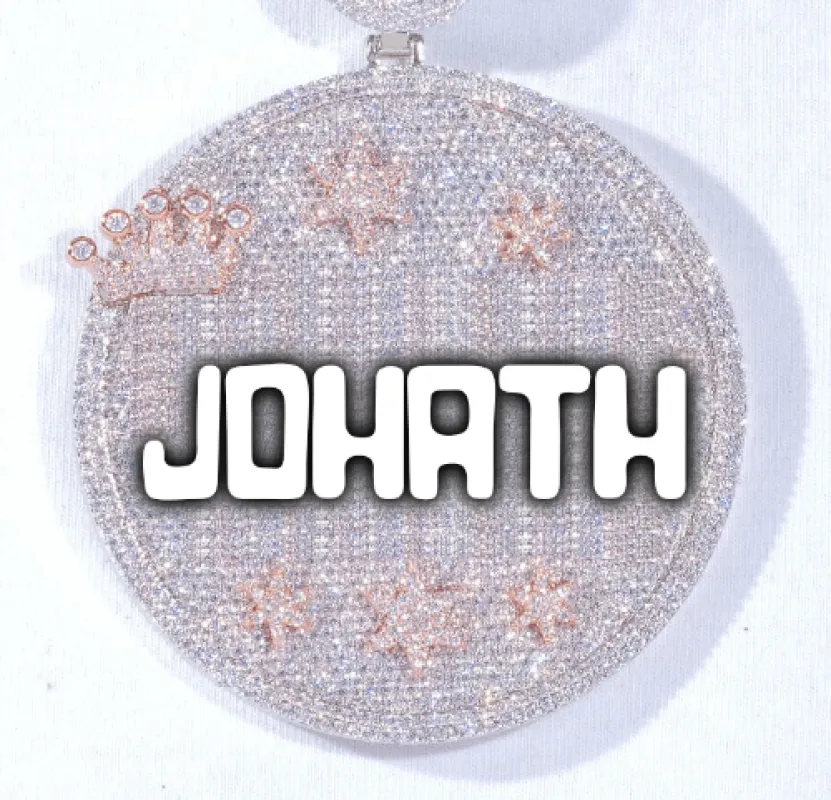 CUSTOM LETTER NECKLACE 3D BIG CROWN DISC sold by The GUU Shop