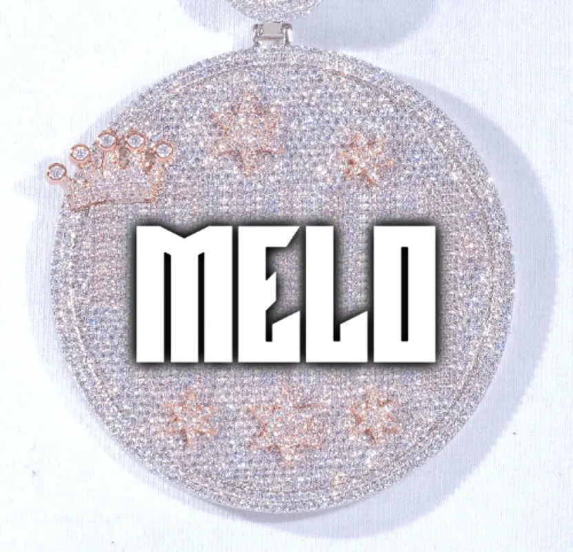 CUSTOM LETTER NECKLACE 3D BIG CROWN DISC sold by The GUU Shop