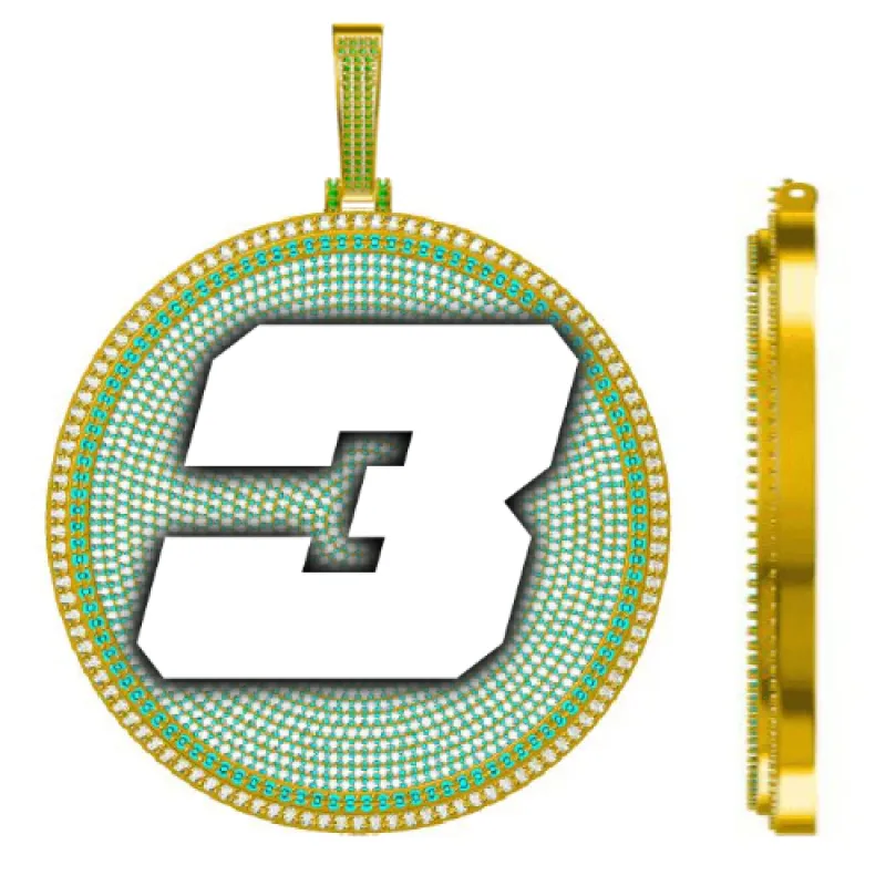 CUSTOM LETTER NECKLACE 3D BIG DISC sold by The GUU Shop