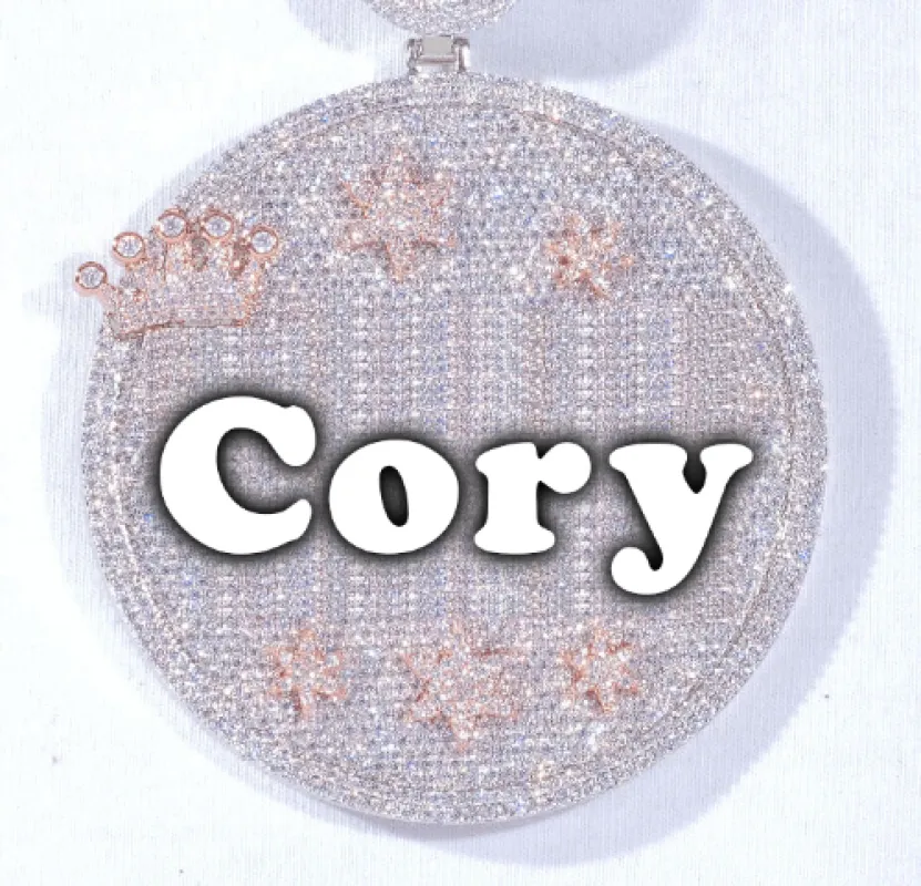 CUSTOM LETTER NECKLACE 3D BIG CROWN DISC sold by The GUU Shop