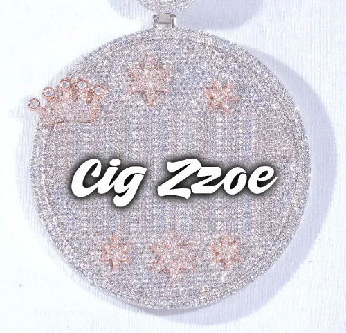 CUSTOM LETTER NECKLACE 3D BIG CROWN DISC sold by The GUU Shop