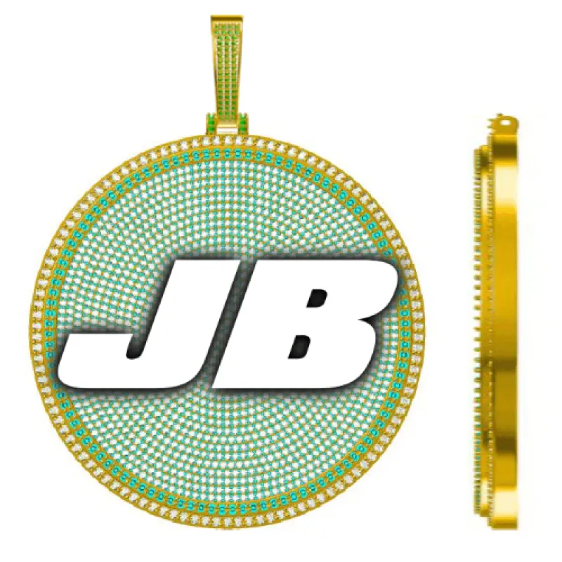 CUSTOM LETTER NECKLACE 3D BIG DISC sold by The GUU Shop