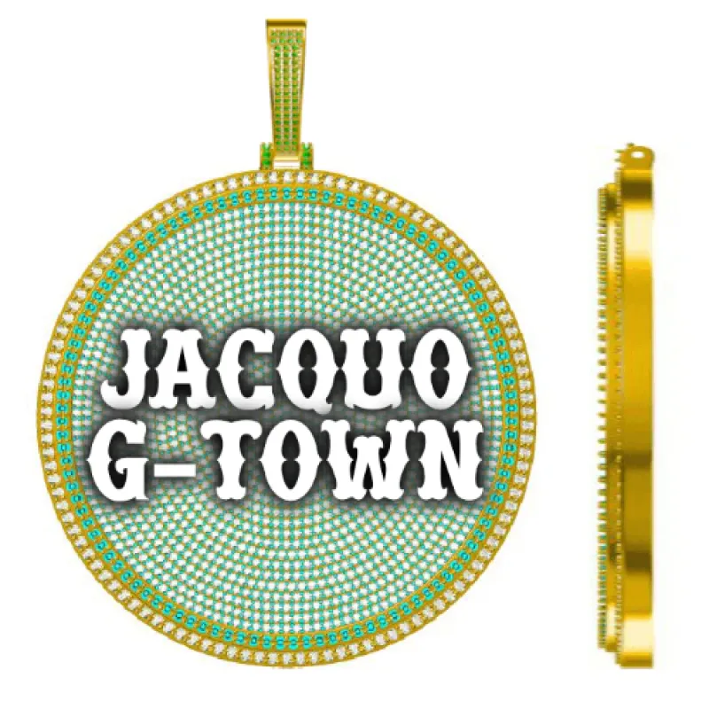 CUSTOM LETTER NECKLACE 3D BIG DISC sold by The GUU Shop