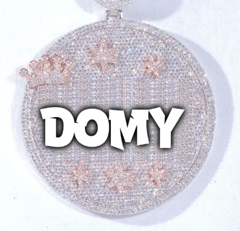 CUSTOM LETTER NECKLACE 3D BIG CROWN DISC sold by The GUU Shop