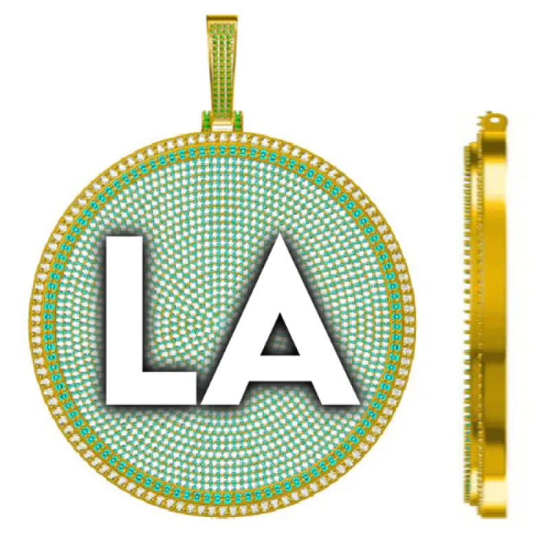 CUSTOM LETTER NECKLACE 3D BIG DISC sold by The GUU Shop