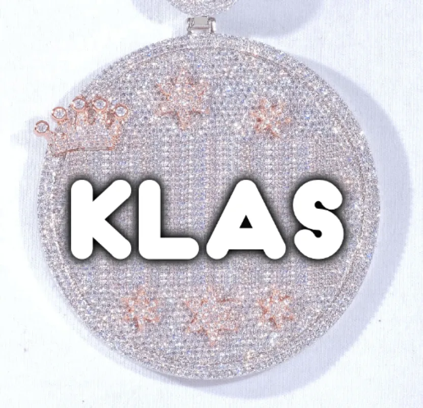 CUSTOM LETTER NECKLACE 3D BIG CROWN DISC sold by The GUU Shop