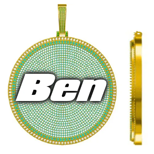 CUSTOM LETTER NECKLACE 3D BIG DISC sold by The GUU Shop