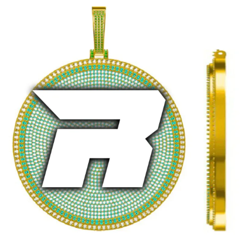 CUSTOM LETTER NECKLACE 3D BIG DISC sold by The GUU Shop