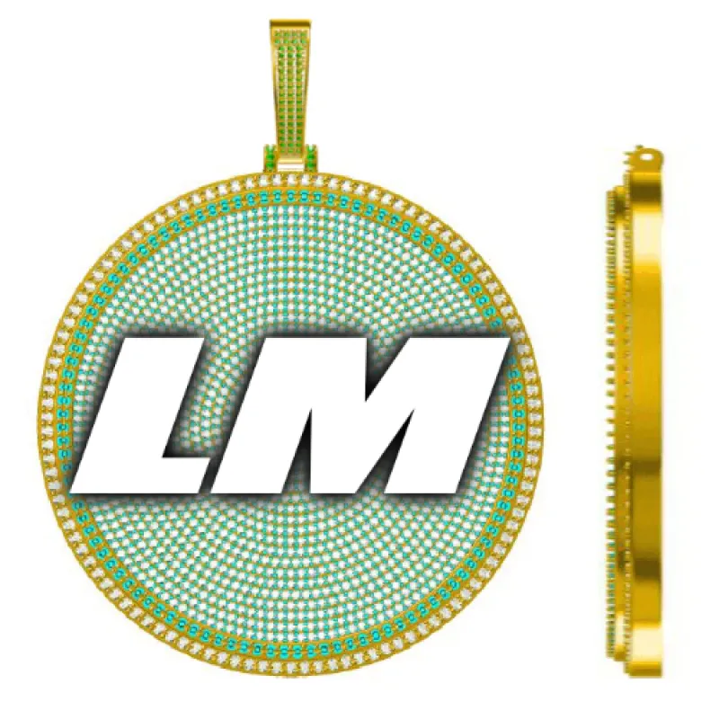 CUSTOM LETTER NECKLACE 3D BIG DISC sold by The GUU Shop