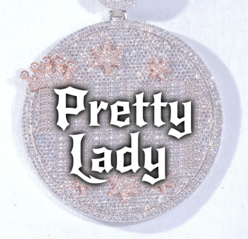 CUSTOM LETTER NECKLACE 3D BIG CROWN DISC sold by The GUU Shop