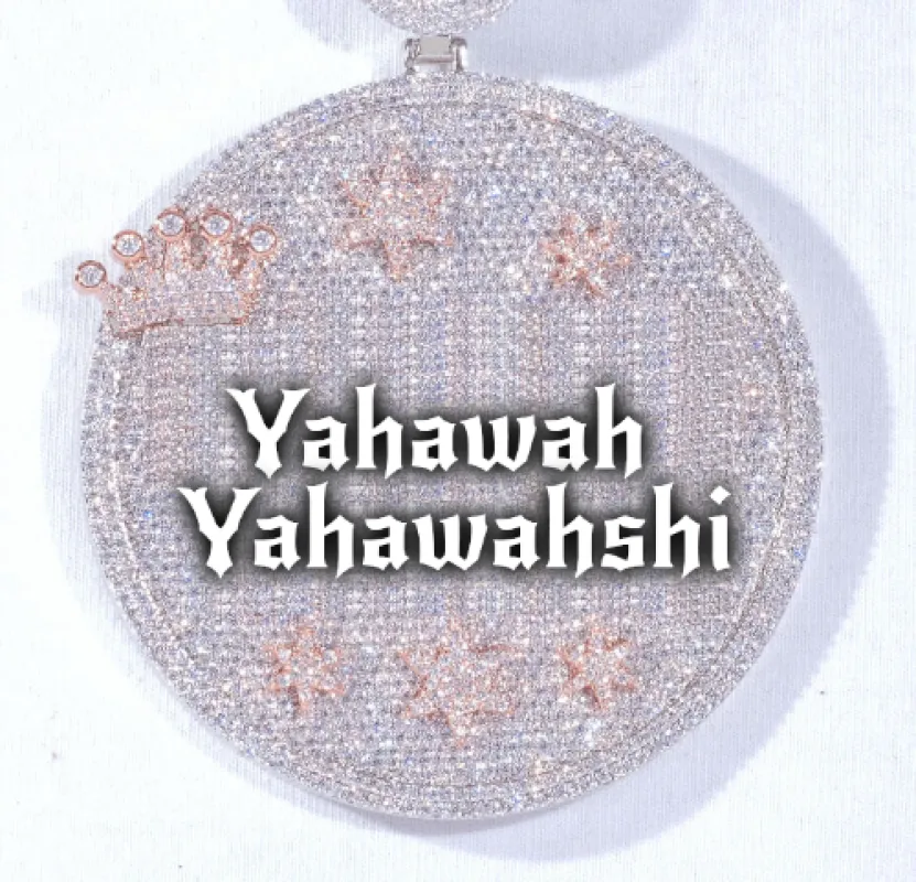 CUSTOM LETTER NECKLACE 3D BIG CROWN DISC sold by The GUU Shop