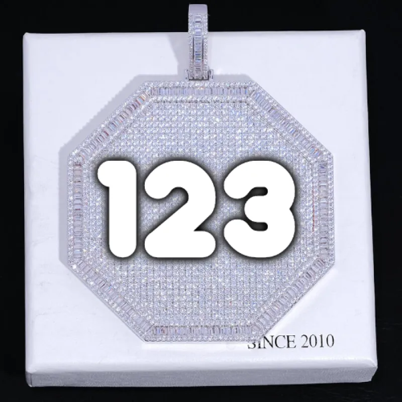 CUSTOM LETTER NECKLACE 3D BIG OCTAGON sold by The GUU Shop