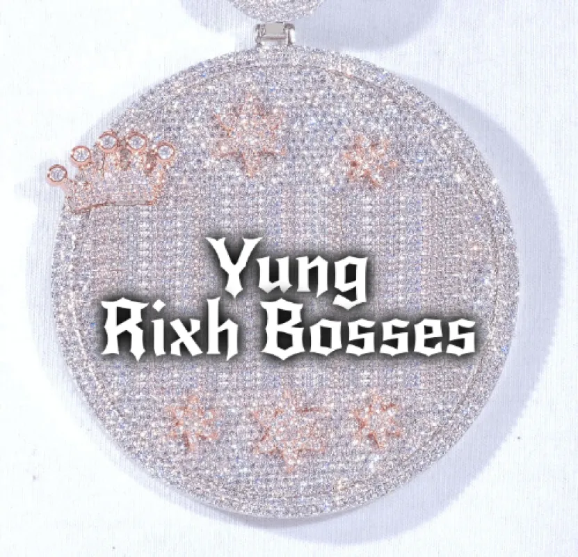 CUSTOM LETTER NECKLACE 3D BIG CROWN DISC sold by The GUU Shop