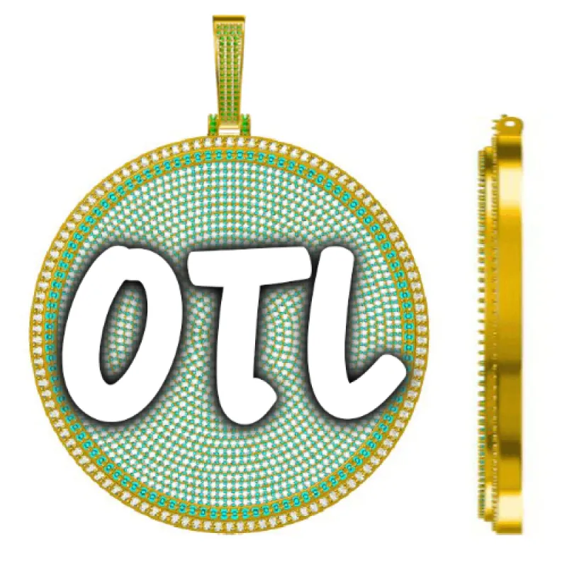 CUSTOM LETTER NECKLACE 3D BIG DISC sold by The GUU Shop