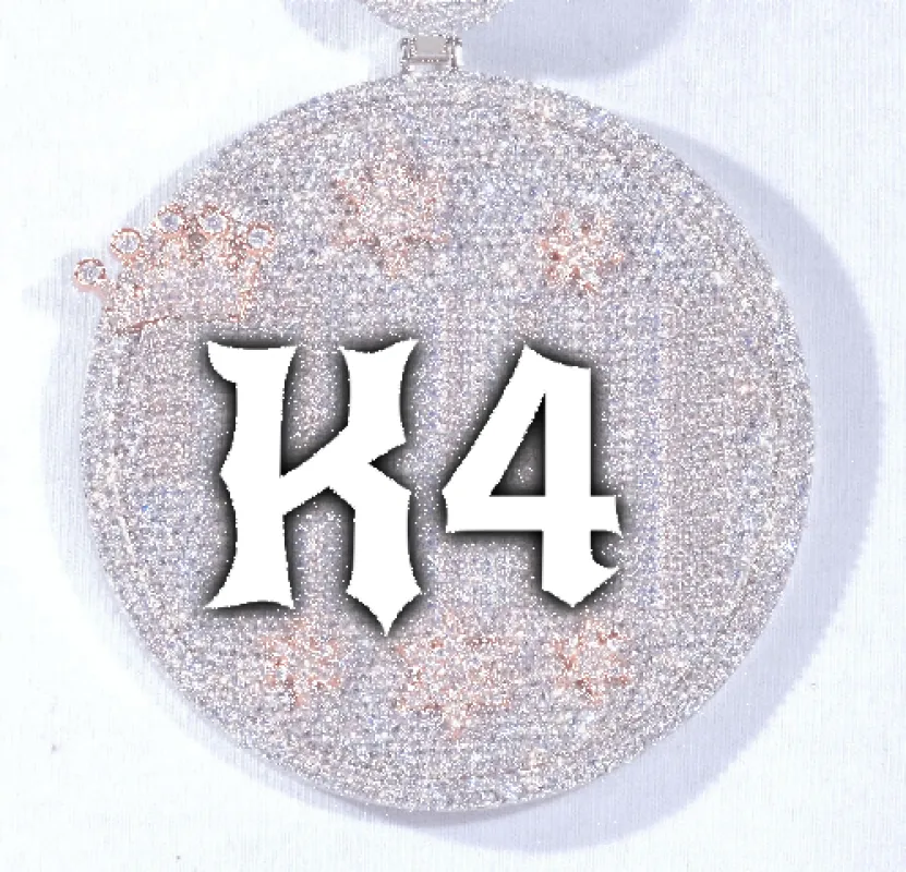 CUSTOM LETTER NECKLACE 3D BIG CROWN DISC sold by The GUU Shop