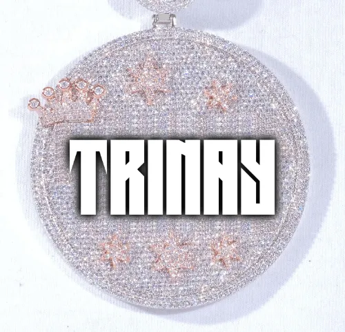 CUSTOM LETTER NECKLACE 3D BIG CROWN DISC sold by The GUU Shop