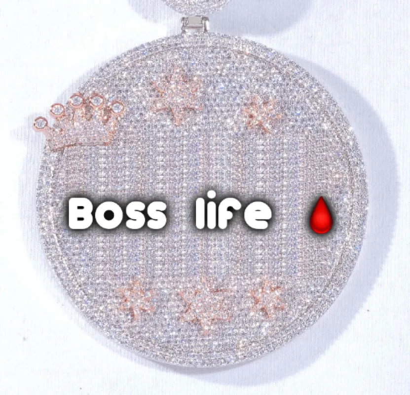 CUSTOM LETTER NECKLACE 3D BIG CROWN DISC sold by The GUU Shop