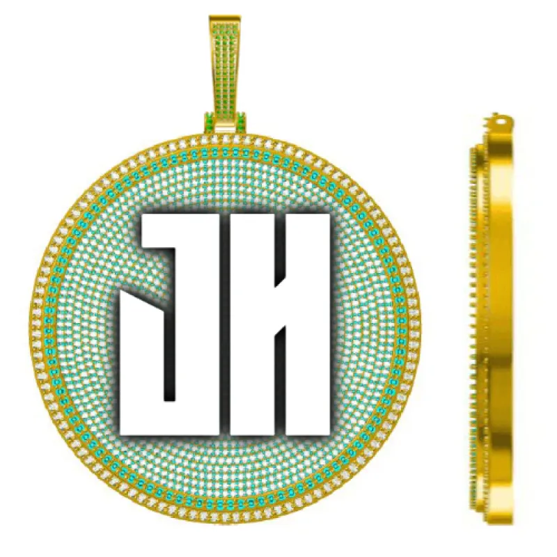 CUSTOM LETTER NECKLACE 3D BIG DISC sold by The GUU Shop