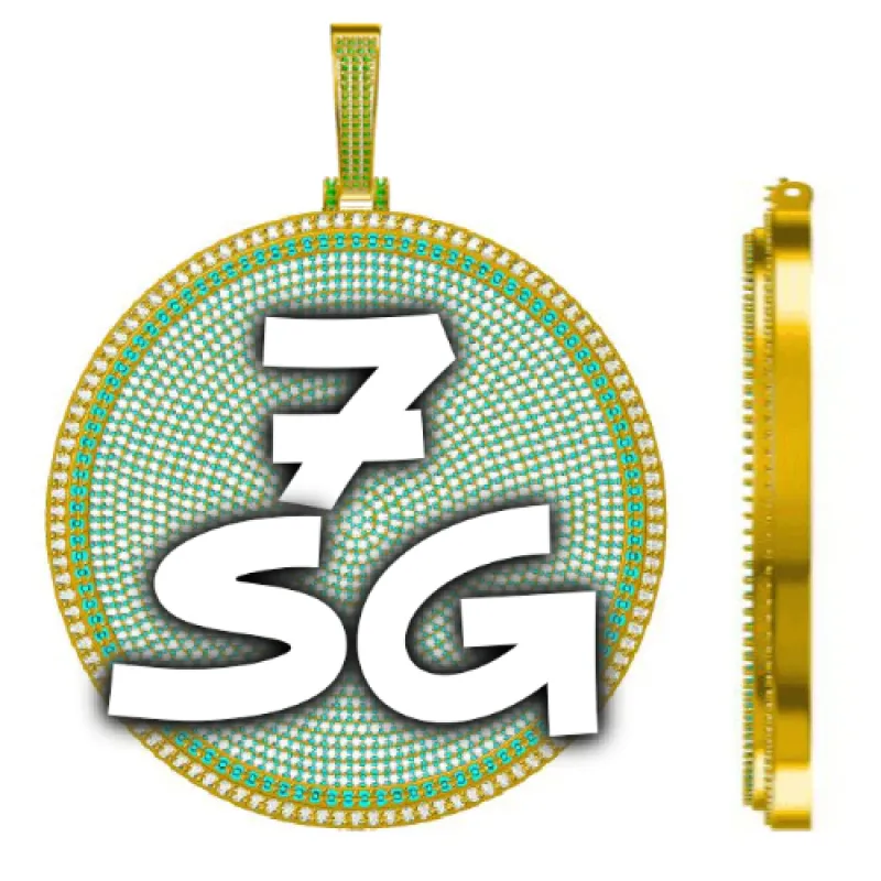 CUSTOM LETTER NECKLACE 3D BIG DISC sold by The GUU Shop