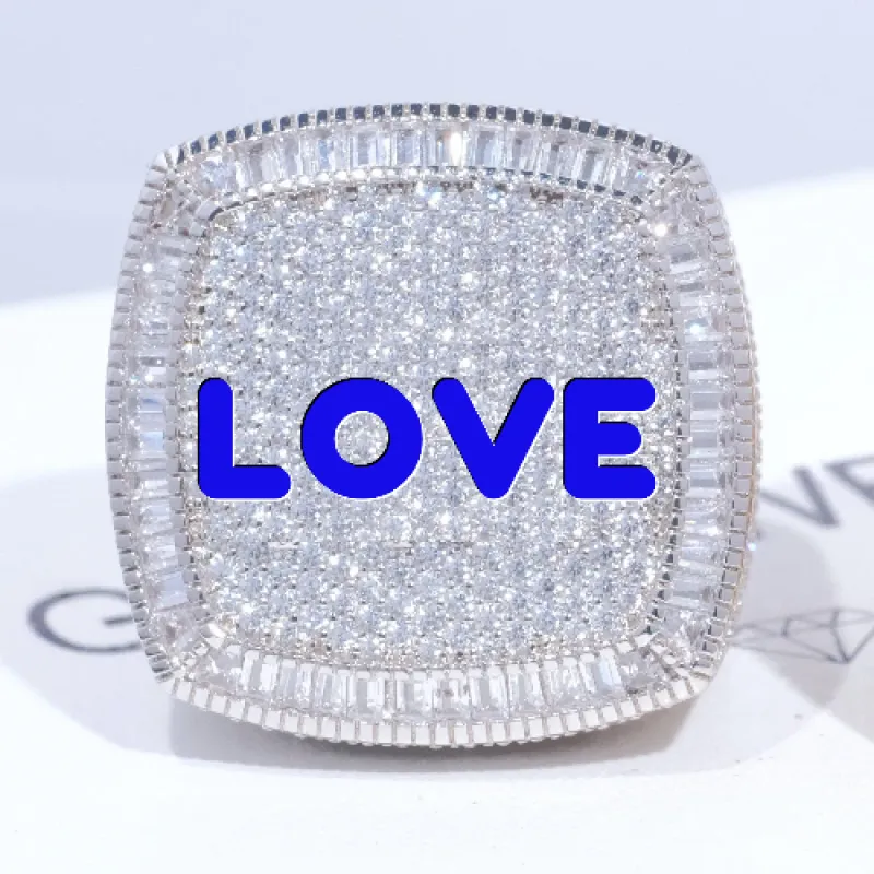 CUSTOM LETTER 3D ICED RING sold by The GUU Shop