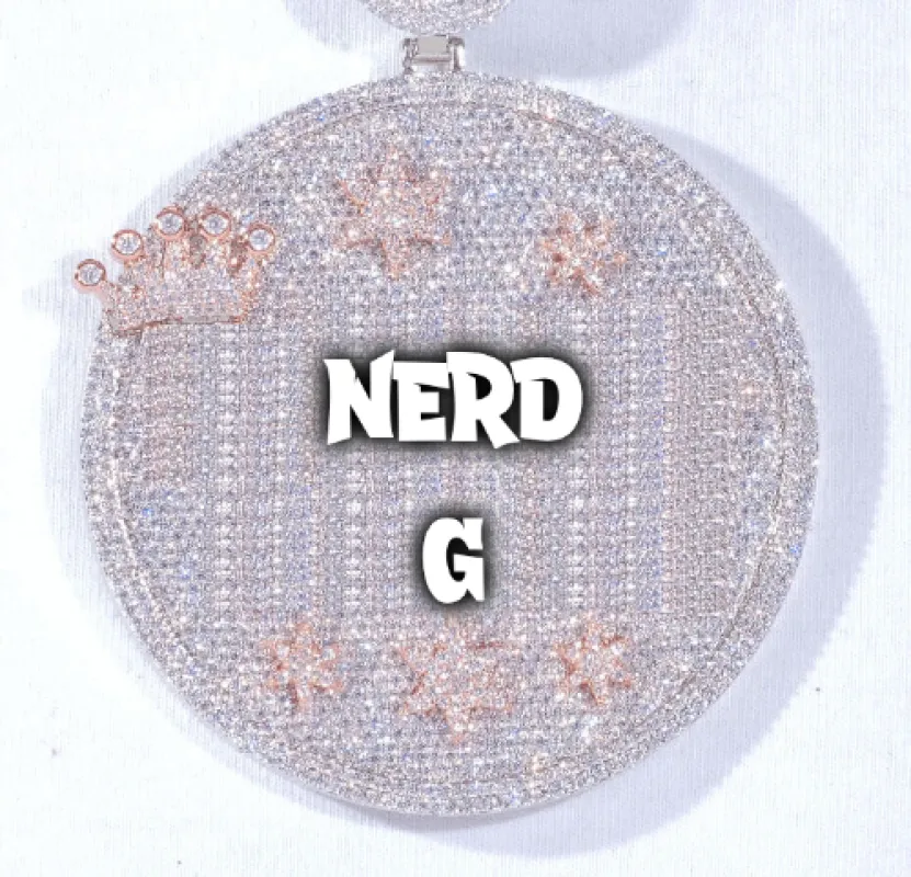 CUSTOM LETTER NECKLACE 3D BIG CROWN DISC sold by The GUU Shop