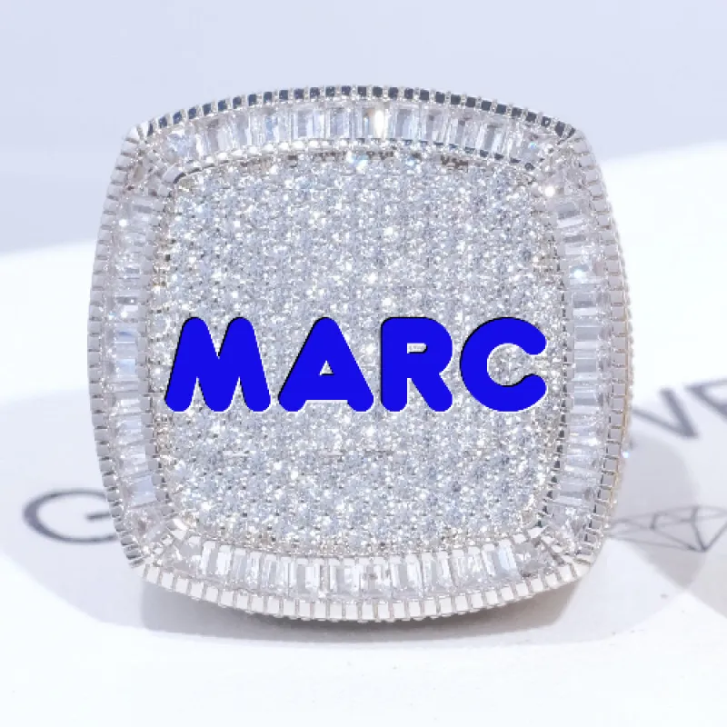 CUSTOM LETTER 3D ICED RING sold by The GUU Shop