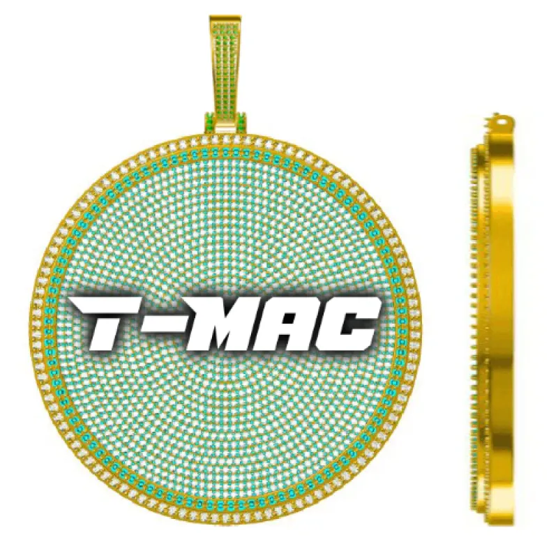 CUSTOM LETTER NECKLACE 3D BIG DISC sold by The GUU Shop