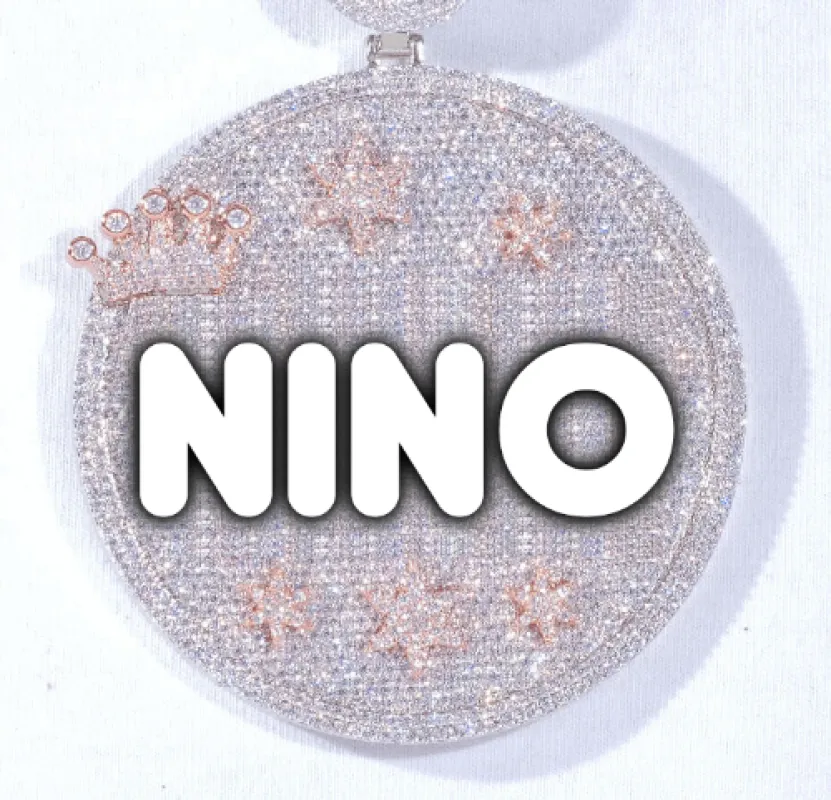 CUSTOM LETTER NECKLACE 3D BIG CROWN DISC sold by The GUU Shop