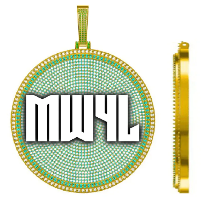 CUSTOM LETTER NECKLACE 3D BIG DISC sold by The GUU Shop