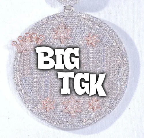 CUSTOM LETTER NECKLACE 3D BIG CROWN DISC sold by The GUU Shop