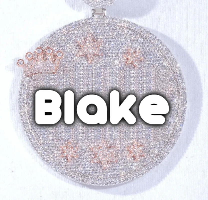 CUSTOM LETTER NECKLACE 3D BIG CROWN DISC sold by The GUU Shop