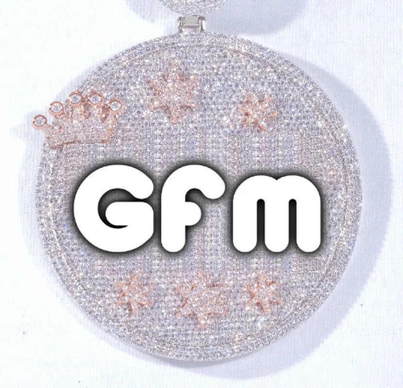 CUSTOM LETTER NECKLACE 3D BIG CROWN DISC sold by The GUU Shop