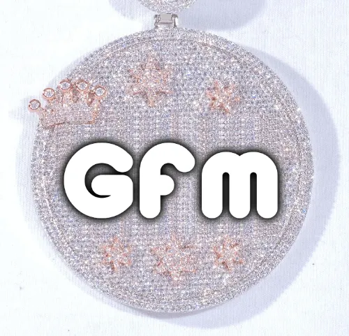 CUSTOM LETTER NECKLACE 3D BIG CROWN DISC sold by The GUU Shop