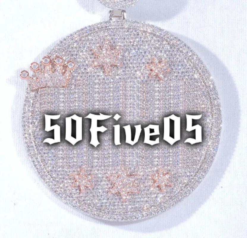 CUSTOM LETTER NECKLACE 3D BIG CROWN DISC sold by The GUU Shop