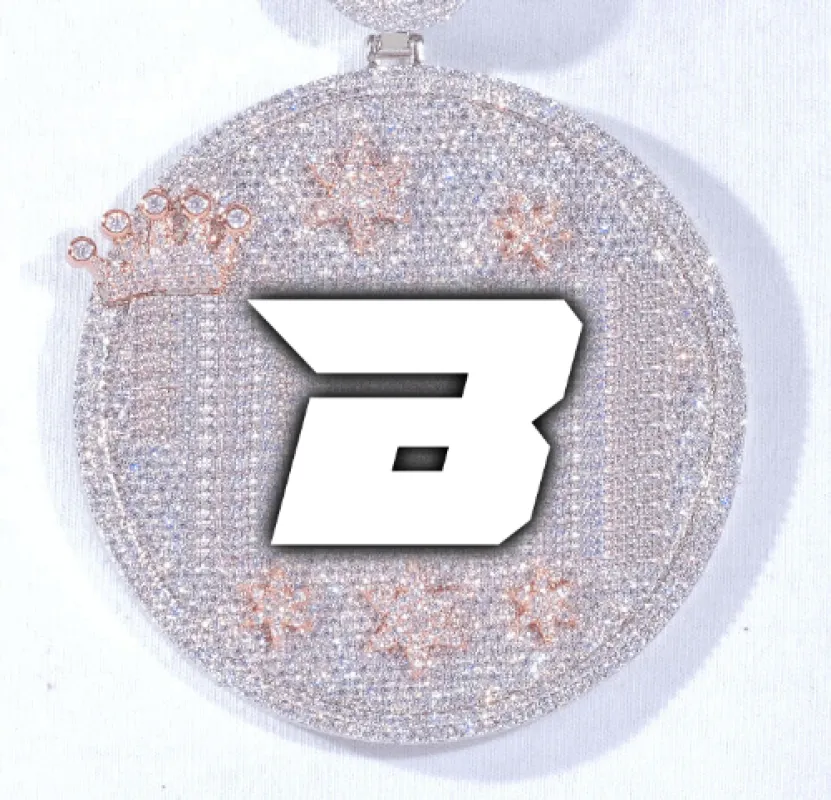 CUSTOM LETTER NECKLACE 3D BIG CROWN DISC sold by The GUU Shop