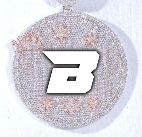 CUSTOM LETTER NECKLACE 3D BIG CROWN DISC sold by The GUU Shop