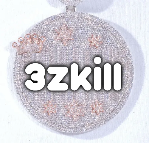 CUSTOM LETTER NECKLACE 3D BIG CROWN DISC sold by The GUU Shop