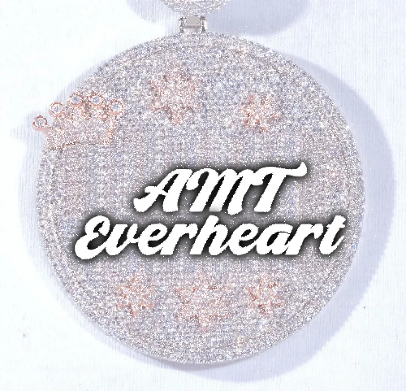 CUSTOM LETTER NECKLACE 3D BIG CROWN DISC sold by The GUU Shop