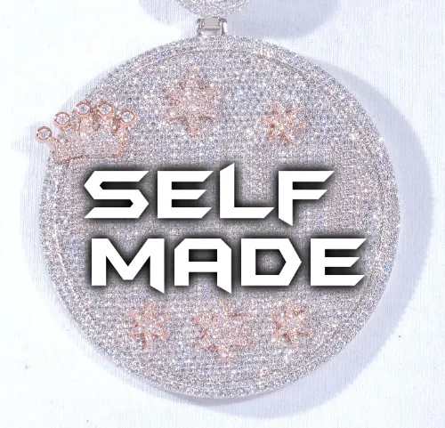 CUSTOM LETTER NECKLACE 3D BIG CROWN DISC sold by The GUU Shop