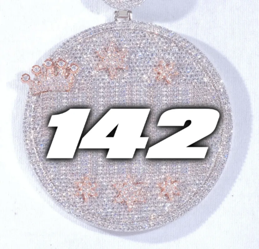 CUSTOM LETTER NECKLACE 3D BIG CROWN DISC sold by The GUU Shop