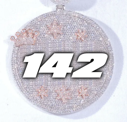 CUSTOM LETTER NECKLACE 3D BIG CROWN DISC sold by The GUU Shop