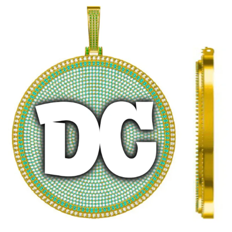 CUSTOM LETTER NECKLACE 3D BIG DISC sold by The GUU Shop