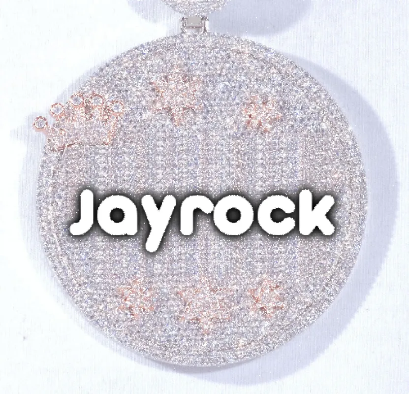 CUSTOM LETTER NECKLACE 3D BIG CROWN DISC sold by The GUU Shop