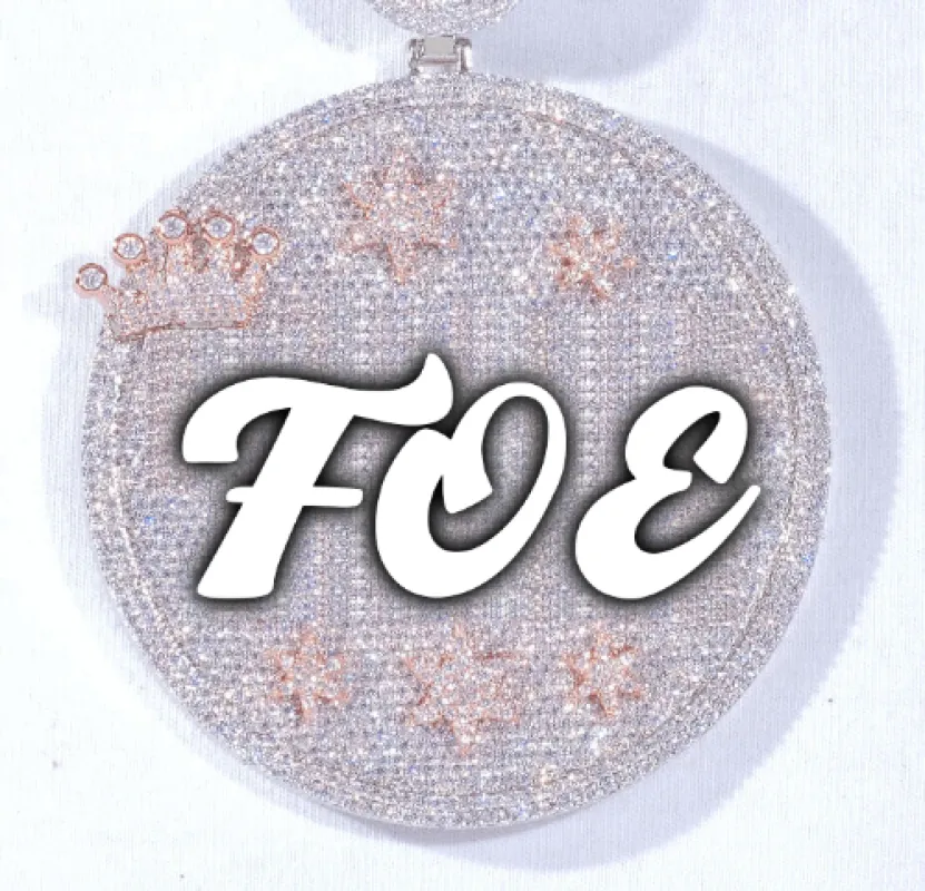 CUSTOM LETTER NECKLACE 3D BIG CROWN DISC sold by The GUU Shop