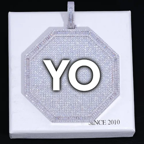 CUSTOM LETTER NECKLACE 3D BIG OCTAGON sold by The GUU Shop