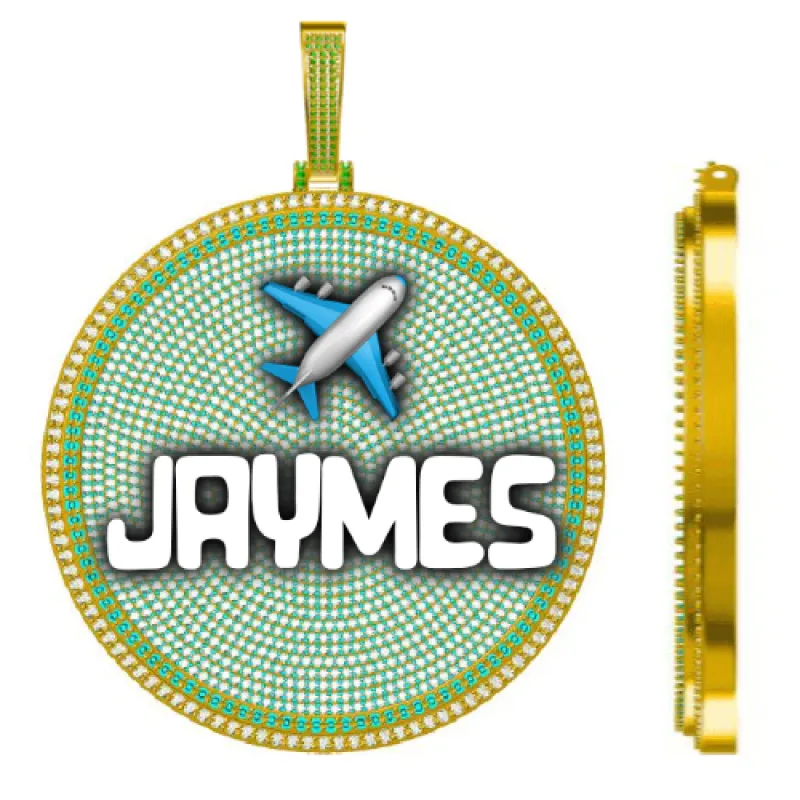 CUSTOM LETTER NECKLACE 3D BIG DISC sold by The GUU Shop