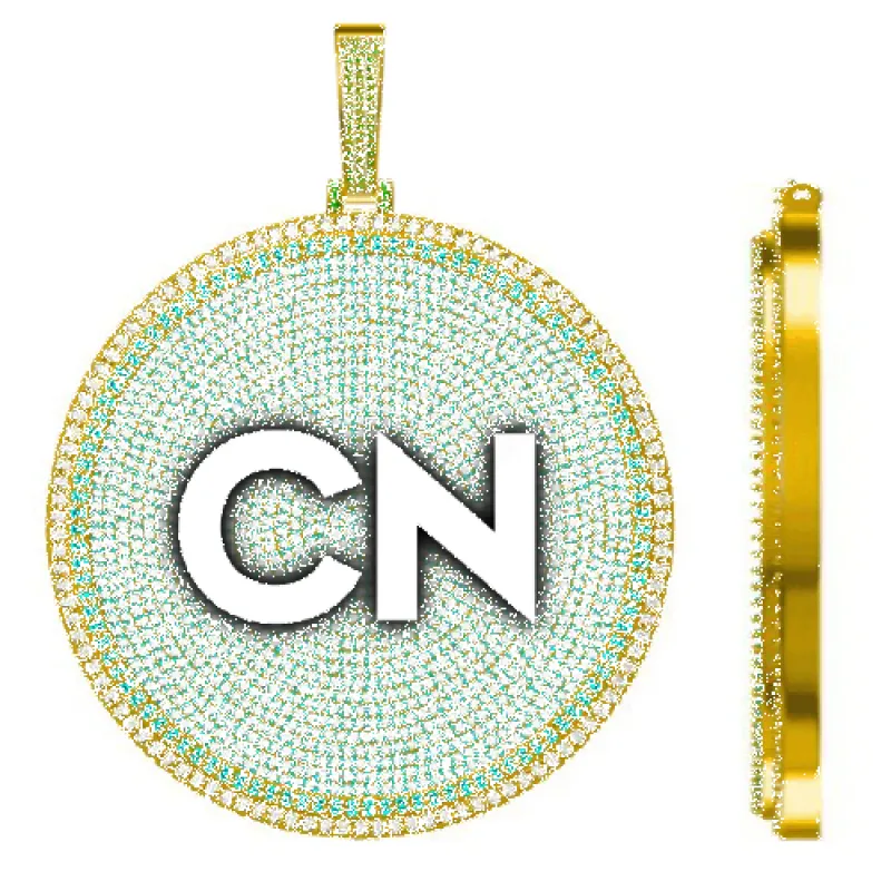 CUSTOM LETTER NECKLACE 3D BIG DISC sold by The GUU Shop