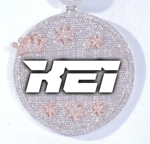 CUSTOM LETTER NECKLACE 3D BIG CROWN DISC sold by The GUU Shop