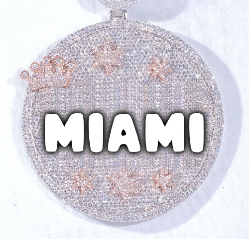 CUSTOM LETTER NECKLACE 3D BIG CROWN DISC sold by The GUU Shop