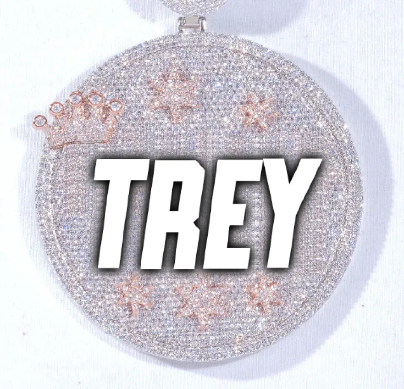 CUSTOM LETTER NECKLACE 3D BIG CROWN DISC made by The GUU Shop